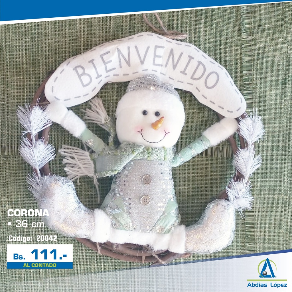 CORONA SANTA H NIEVE VERDE PLATEADO 4.5X36CM