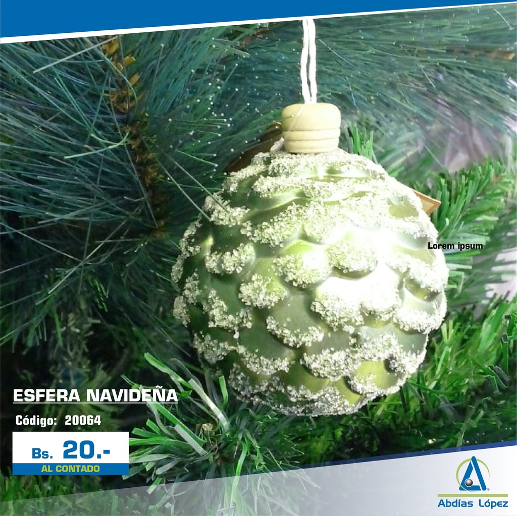 ESFERA NAVIDEÃ±A 8X8X8CM VERDE MENTA