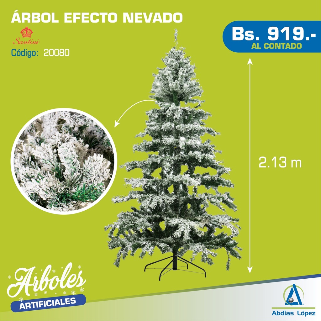 ARBOL NEVADO VERDE-BLANCO 7 PIES 550 PUNTAS