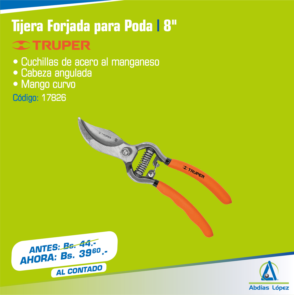 TIJERA PARA PODAR FORJADA DE 8"1/4 DE MANO TRUPER P-TR-18460
