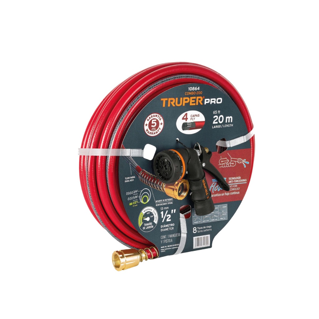 COMBO DE MANGUERA REFORZADA DE 1/2" X 20 MTS CONEXI