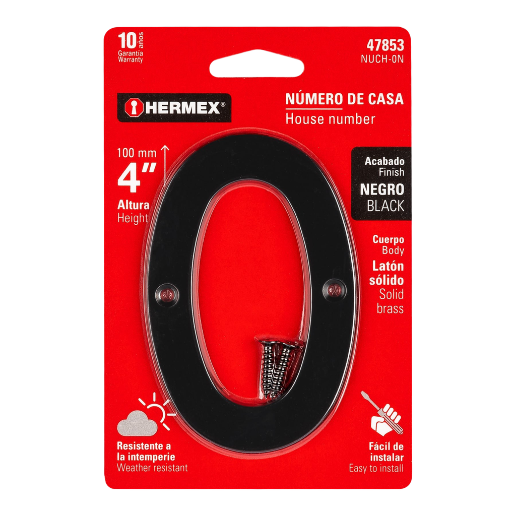 NUMEROS METALICOS DE 4" NUMERO 0 DE LATON SOLIDO P-HR-47853
