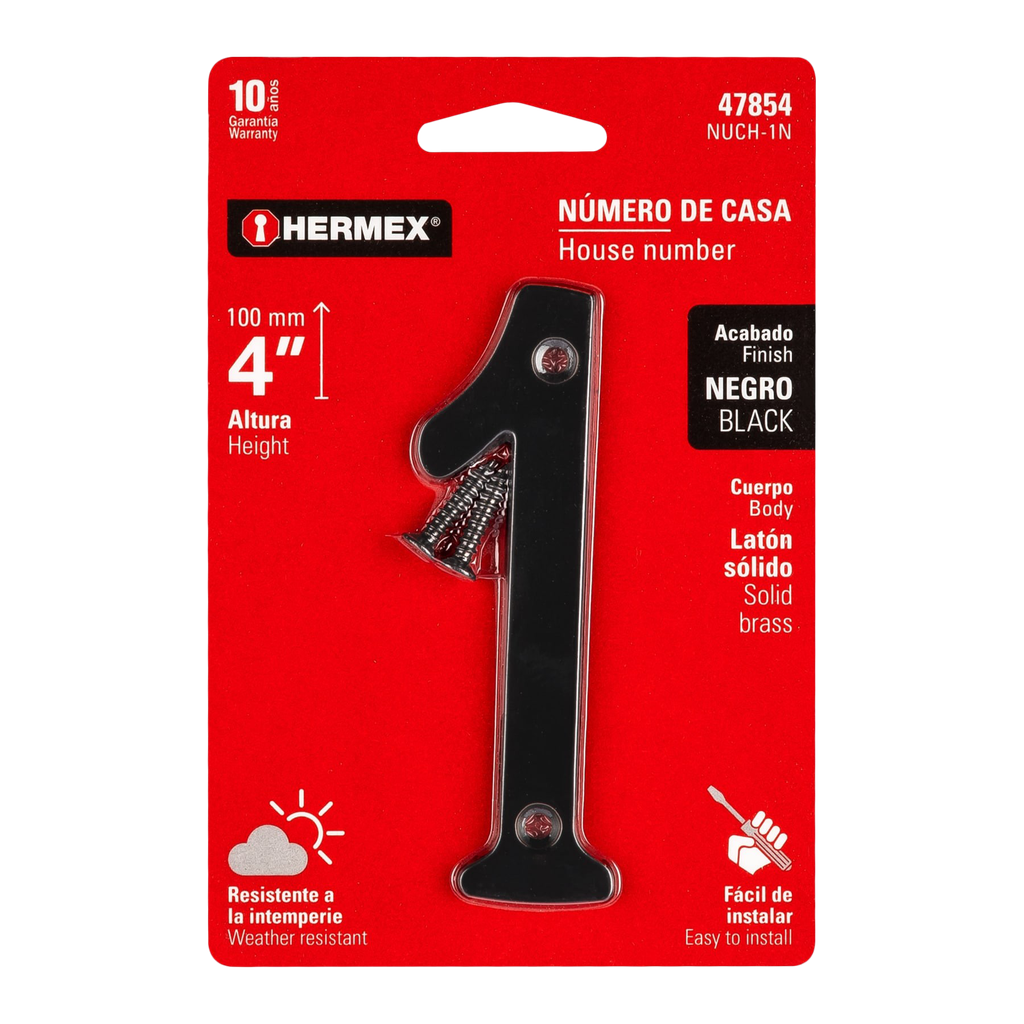 NUMEROS DE 4" NUMERO 1 DE LATON SOLIDO P-HR-47854