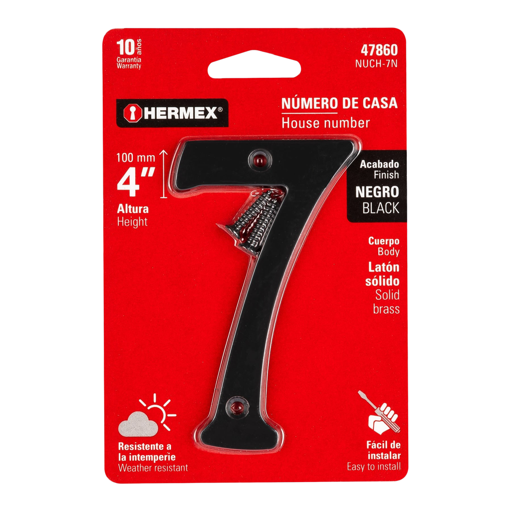 NUMEROS METALICOS DE 4" NUMERO 7 DE LATON SOLIDO P-HR-47860