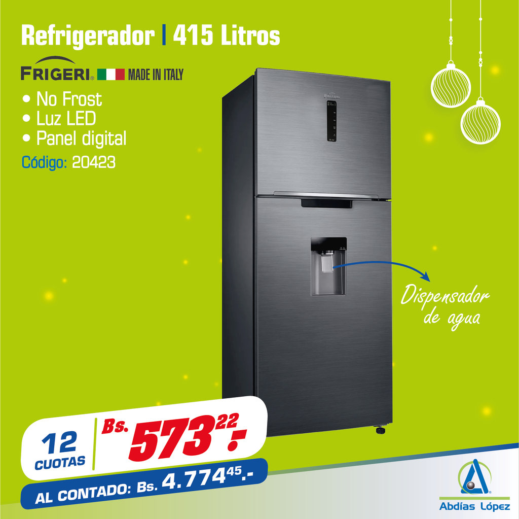 REFRIGERADOR FRIGERI DE 415L HF-460D NO FROST LED DISPENSER