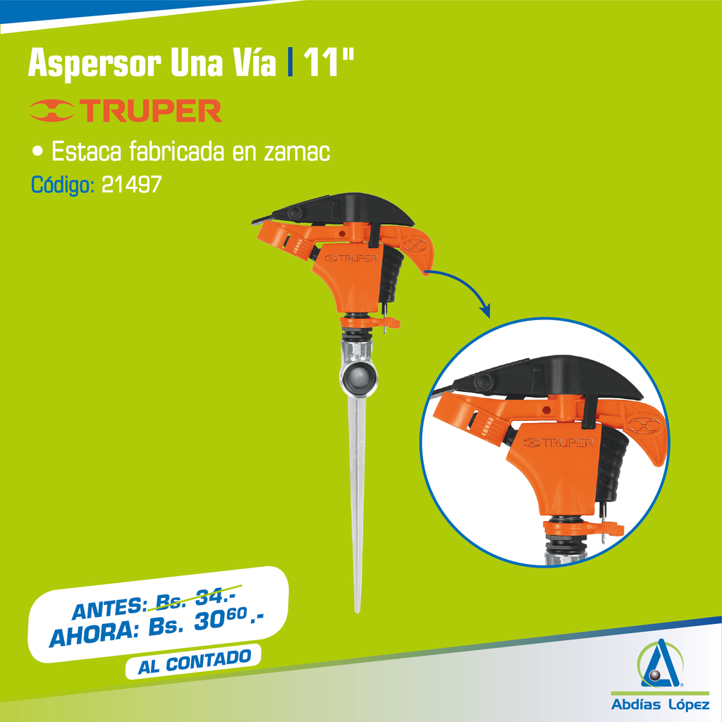 ASPERSOR PLASTICO CON ESTACA METALICA DE 1 VIA