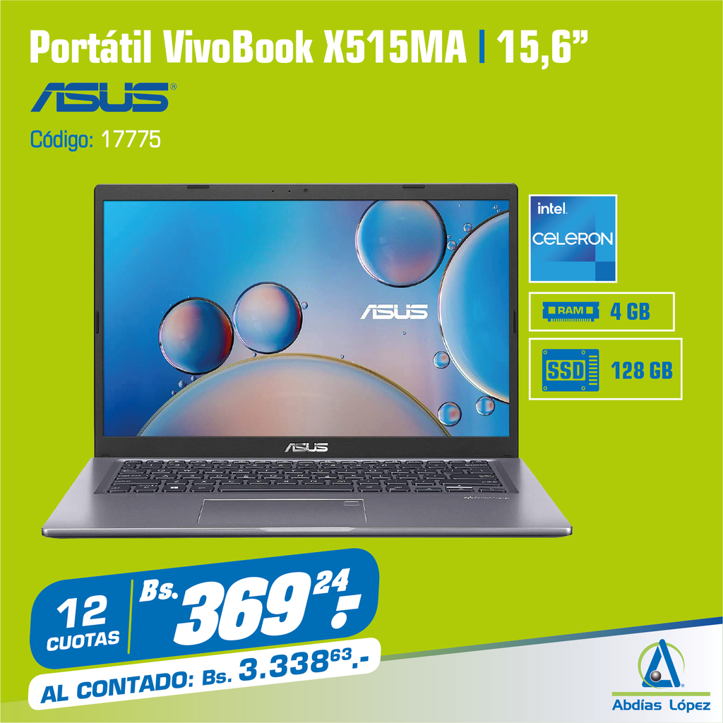 PORTATIL ASUS X515N-BR091T CELERON N4020 4GB SSD 128 15.6"