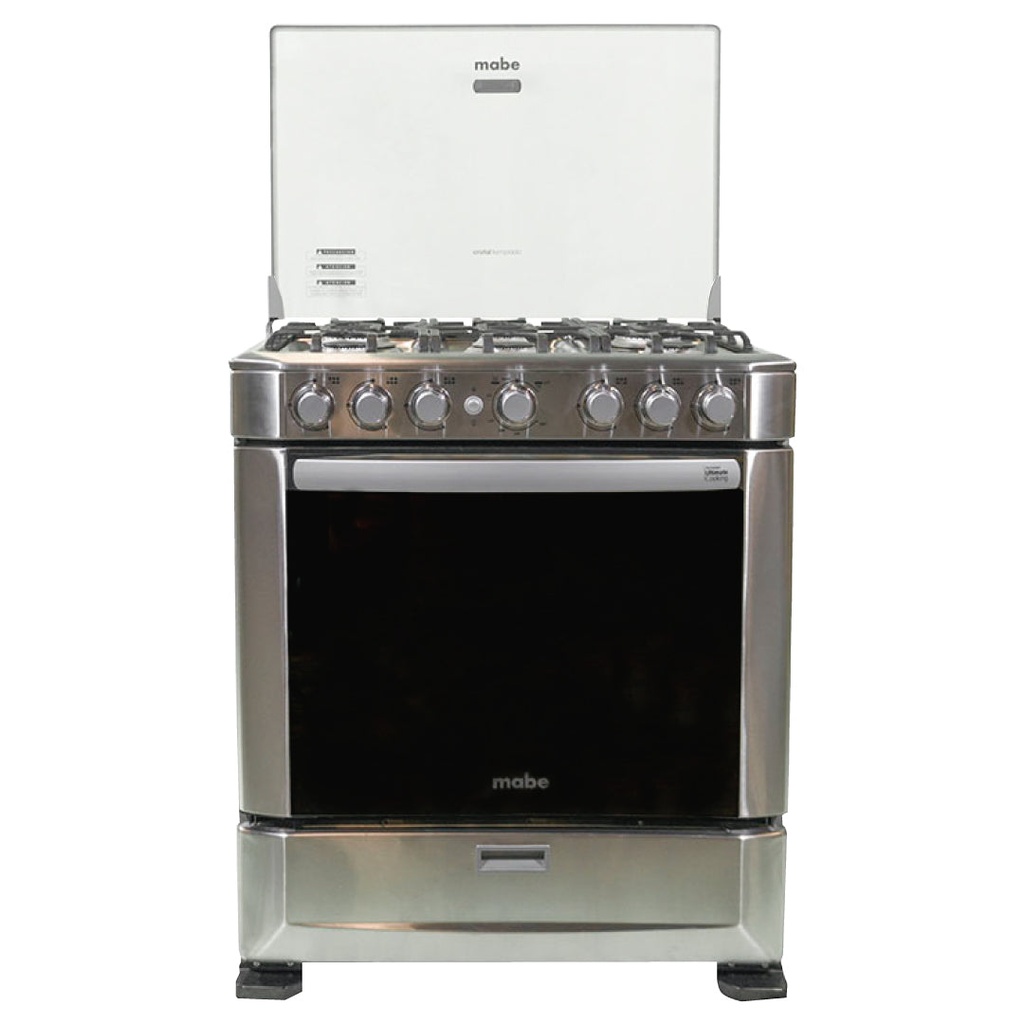 COCINA MABE 6H. INOX HIERRO FUNDIDO GRILL