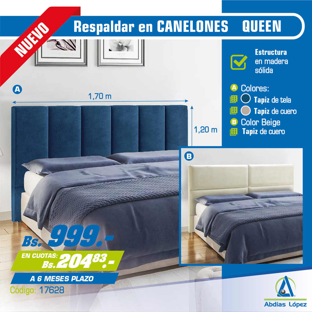 RESPALDAR / CABECERA PARA CAMA 2 PLAZAS Y MEDIA