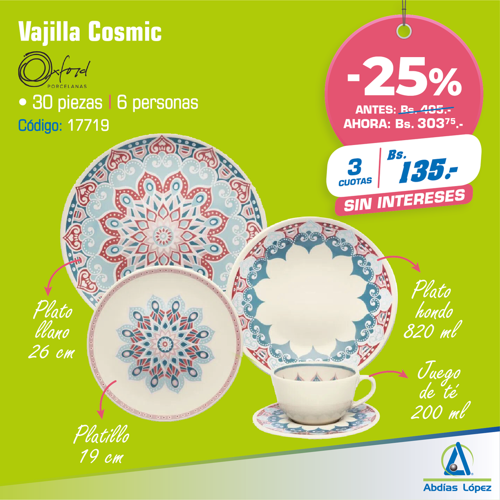VAJILLA 30 PIEZAS COSMIC