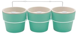 [I-18408] KIT CON 3 VASOS AUTOIRRIGABLES Y SOPORTE VERDE MENTA