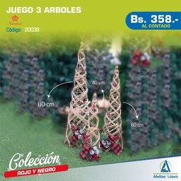 [I-20038] JUEGO 3 ARBOLES 40-60-80 CM RED BLACK