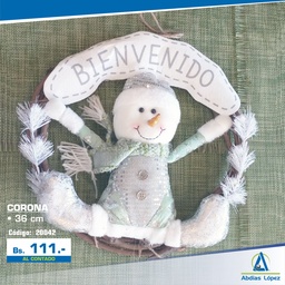 [I-20042] CORONA SANTA H NIEVE VERDE PLATEADO 4.5X36CM