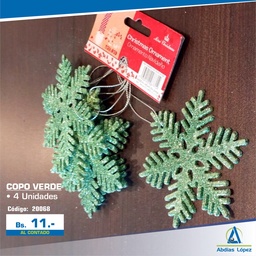 [I-20068] JUEGO 4 ORNAMENTOS COPO VERDE C-SOGA P-831-XMTX215-1171Z2