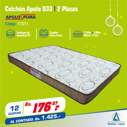 [I-17311] COLCHON APOLO D33 17CMX1.88MX1.38M PALHA MR P-11004976