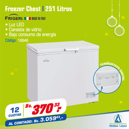 [I-16646] FREEZER FRIGERI CHEST 251LITROS LUZ LED, CANASTA VIDRIO