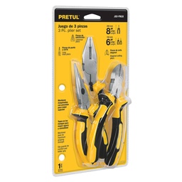 [I-17813] JUEGO DE PINZAS 3 PIEZAS CONFORT GRIP, PRETUL P-PR-22966