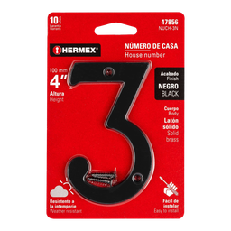 [I-20457] NUMEROS METALICOS DE 4" NUMERO 3 DE LATON SOLIDO