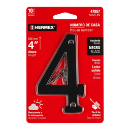 [I-20458] NUMEROS METALICOS DE 4" NUMERO 4 DE LATON SOLIDO