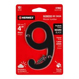[I-20463] NUMEROS METALICOS DE 4" NUMERO 9 DE LATON SOLIDO P-HR-47862