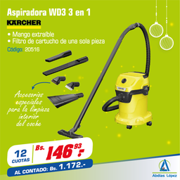 [I-20516] ASPIRADORA KARCHER WD3 3 EN 1 1000W. 17L.