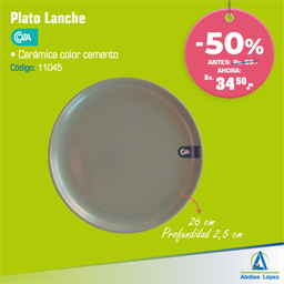[I-11045] PLATO DE MESA 26X2.15CM CEMENTO P-89006/0126