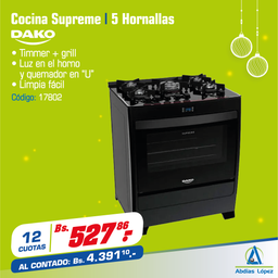 [I-17802] COCINA DAKO SUPREME NEGRA TIMER 5H. CON GRILL P-300001370
