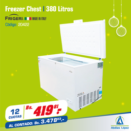[I-20422] FREEZER FRIGERI F-400 DE 380L CHEST FREEZER LUZ LED VIDRIOS