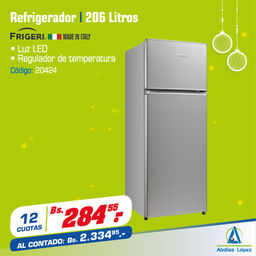 [I-20424] REFRIGERADOR FRIGERI DE 206L DF2-285 DEFROST LUZ LED VIDRIOS