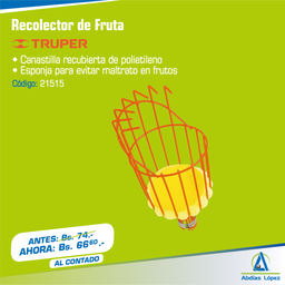 [I-21515] RECOLECTOR DE FRUTAS SIN MANGO TRUPER P-TR-14338