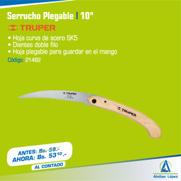 [I-21482] SERRUCHO CURVO PLEGABLE 10 MGO/MADERA 3 FILOS