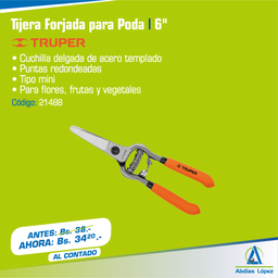[I-21488] TIJERAS P/PODAR FORJADA DE 6" 1/8 PARA UVA