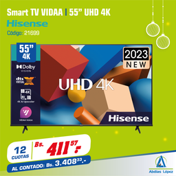 [I-21699] TELEVISOR HISENSE 55" UHD 4K VIDAA SMART TV P-55A6K