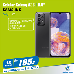 [I-18001] CELULAR A23 DE 128GB DE SAMSUNG CON DUAL SIM P-SM-A235M/DS