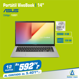 [I-16891] PORTATIL ASUS VIVOBOOK INTEL CORE I3 4GB RAM