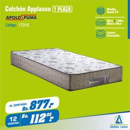 [I-17316] COLCHON APPLAUSO MBZ HS EPS 24CMX1.88MX88CM PALHA MR