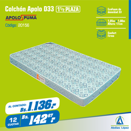 [I-20156] COLCHON APOLO D33 17CMX1.88MMX1.05CM BLANCO