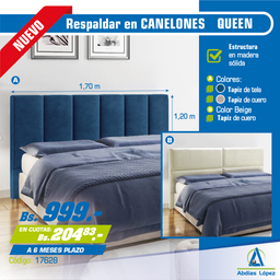 [I-17628] RESPALDAR / CABECERA PARA CAMA 2 PLAZAS Y MEDIA