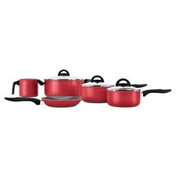 [I-16854] BATERIA DE COCINA BRINOX 5 PZS. CHILLI ROJO
