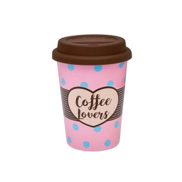 [I-14578] VASO DE CERAMICA P/VIAJE COFFEE LOVERS 300ML