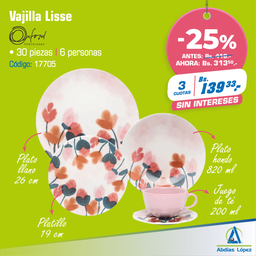 [I-17705] VAJILLA 30 PIEZAS LISSE